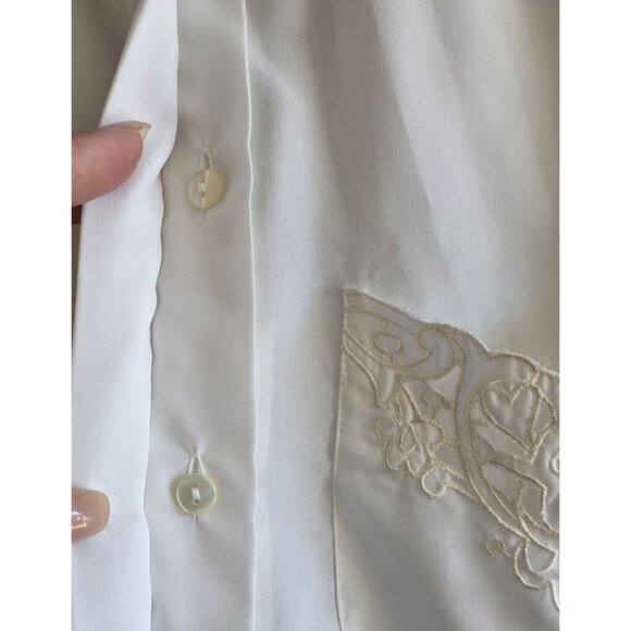 Mr. Witt 1980s Womens Blouse Size 6 Embroidered Lace Coquette Romantic Feminine - Picture 6 of 10